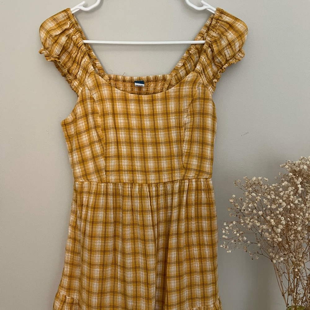 Old Navy Mustard Plaid Dress